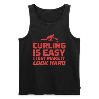 Curling Sweeping Fan Winter Ice Sport Curler Drôle - Débardeur bio Premium Homme - noir - Devant - AI Model Male 178 light (178cm)