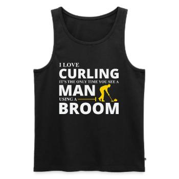 Curling Kehrfächer Winter Eissport Curler Lustig - Männer Premium Bio Tank Top - Schwarz - Vorne - Michal (187cm)