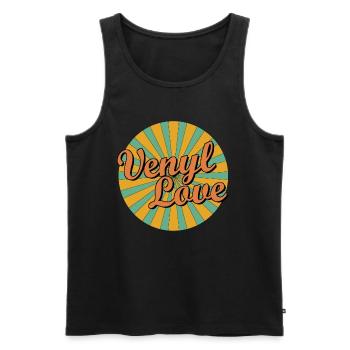 Venyl Love - Men's Premium Organic Tank Top - black - Front - AI Model Male 178 light (178cm)