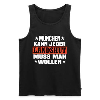 Landshut - Männer Premium Bio Tank Top - Schwarz - Vorne - Michal (187cm)