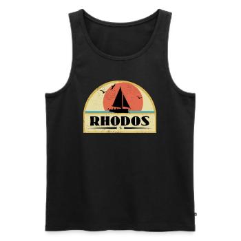 Rhodos - Männer Premium Bio Tank Top - Schwarz - Vorne - Michal (187cm)