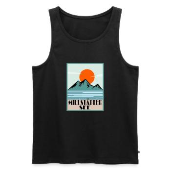 Millstätter See - Männer Premium Bio Tank Top - Schwarz - Vorne - AI Model Male 178 light (178cm)