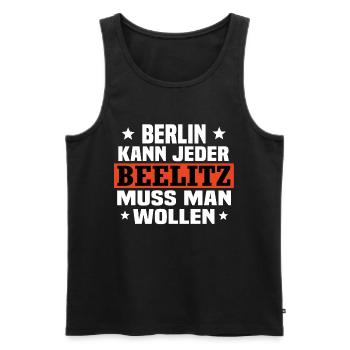 Beelitz - Männer Premium Bio Tank Top - Schwarz - Vorne - AI Model Male 178 light (178cm)