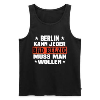 Bad Belzig - Männer Premium Bio Tank Top - Schwarz - Vorne - Michal (187cm)