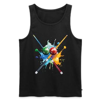 Billard Pool Snooker Queue Kugeln Splash Bunt - Männer Premium Bio Tank Top - Schwarz - Vorne - AI Model Male 178 light (178cm)