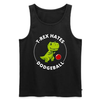Dodgeball T-rex dinosaure t rex Dino tyrannosaurus - Débardeur bio Premium Homme - noir - Devant - Michal (187cm)