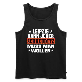 Schkeuditz - Männer Premium Bio Tank Top - Schwarz - Vorne - AI Model Male 178 light (178cm)