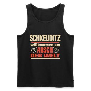 Schkeuditz - Männer Premium Bio Tank Top - Schwarz - Vorne - AI Model Male 178 light (178cm)