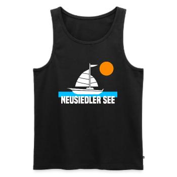 Neusiedler See - Männer Premium Bio Tank Top - Schwarz - Vorne - AI Model Male 178 light (178cm)