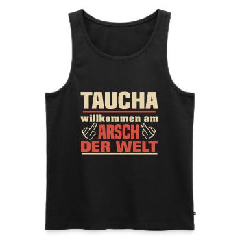 Taucha - Männer Premium Bio Tank Top - Schwarz - Vorne - AI Model Male 178 light (178cm)
