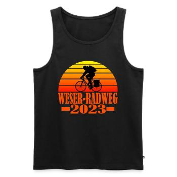 Weser Radweg - Männer Premium Bio Tank Top - Schwarz - Vorne - AI Model Male 178 light (178cm)