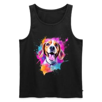 Beagle mit Sonnenbrille - Männer Premium Bio Tank Top - Schwarz - Vorne - Michal (187cm)