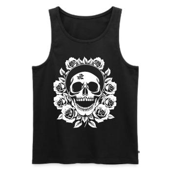 Horreur Crâne Crâne Art Crâne Gothique Heavy Metal - Débardeur bio Premium Homme - noir - Devant - AI Model Male 178 light (178cm)