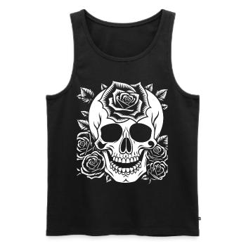 Horreur Crâne Crâne Art Crâne Gothique Heavy Metal - Débardeur bio Premium Homme - noir - Devant - Michal (187cm)