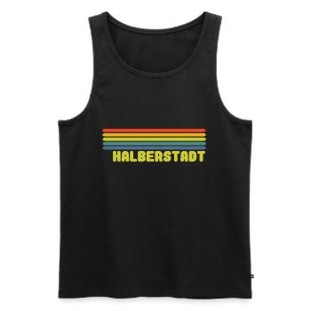 Halberstadt - Männer Premium Bio Tank Top - Schwarz - Vorne - AI Model Male 178 light (178cm)