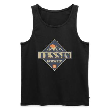 Tessin - Männer Premium Bio Tank Top - Schwarz - Vorne - AI Model Male 178 light (178cm)
