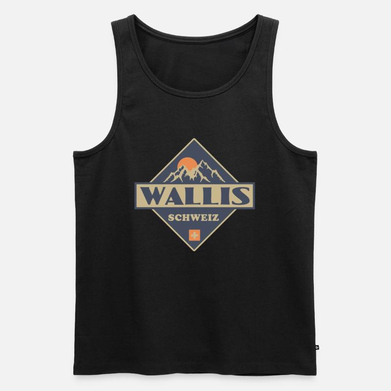 Kanton Wallis - Männer Premium Bio Tank Top - Schwarz