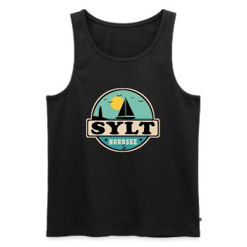 Nordsee Segelboot Leuchtturm Sylt - Männer Premium Bio Tank Top - Schwarz - Vorne - AI Model Male 178 light (178cm)