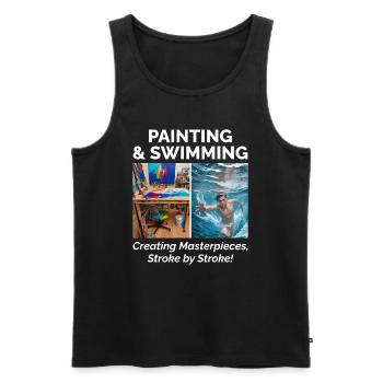 Peinture et natation - Débardeur bio Premium Homme - noir - Devant - Michal (187cm)
