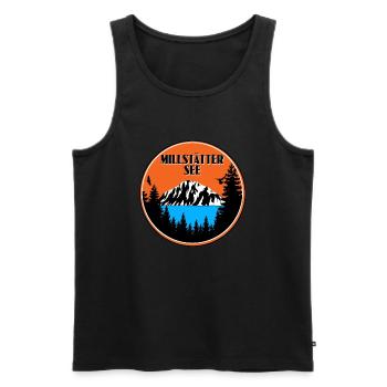 Millstätter See - Männer Premium Bio Tank Top - Schwarz - Vorne - AI Model Male 178 light (178cm)