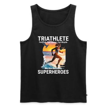 Schwimmen Rad Laufen Triathlon Triathlet Leichtathletik - Männer Premium Bio Tank Top - Schwarz - Vorne - Michal (187cm)