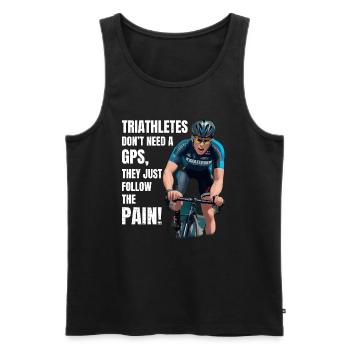 Schwimmen, Radfahren, Laufen, Triathlon, Triathlet, Leichtathletik - Männer Premium Bio Tank Top - Schwarz - Vorne - Michal (187cm)