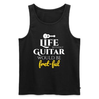 Fret-fully Funny: Celebrating Life with Guitars - Men's Premium Organic Tank Top - black - Front - AI Model Male 178 light (178cm)