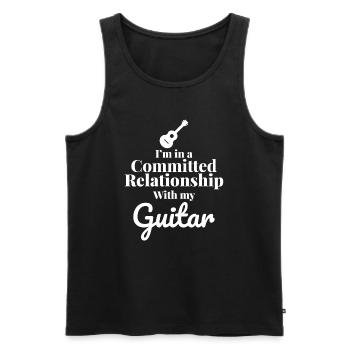 Strumming Love: A Committed Guitar Connection - Men's Premium Organic Tank Top - black - Front - AI Model Male 178 light (178cm)
