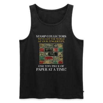 Philately's Delight: Stamp Collectors Unite - Men's Premium Organic Tank Top - black - Front - Michal (187cm)