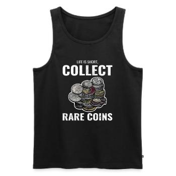 Coin Collecting Collector Numismatic Numismatist - Men's Premium Organic Tank Top - black - Front - Michal (187cm)