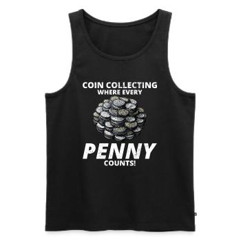 Coin Collecting Collector Numismatic Numismatist - Men's Premium Organic Tank Top - black - Front - Michal (187cm)
