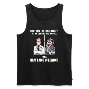 Real Doctor vs Amateur Ham Radio Operator Vintage - Men's Premium Organic Tank Top - black - Front - AI Model Male 178 light (178cm)