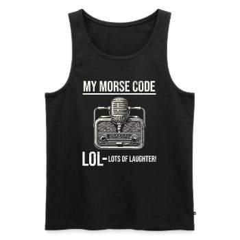 Opérateur de radio amateur Code Morse Lol Dicton Drôle - Débardeur bio Premium Homme - noir - Devant - AI Model Male 178 light (178cm)