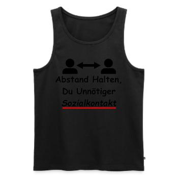 Sozialkontakt Abstand Halten Witziges Oberteil - Männer Premium Bio Tank Top - Schwarz - Vorne - AI Model Male 178 light (178cm)