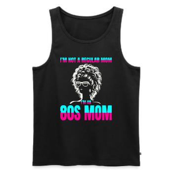 Silhouette de maman emblématique des années 80 : de gros cheveux, un style plus grand - Débardeur bio Premium Homme - noir - Devant - AI Model Male 178 light (178cm)