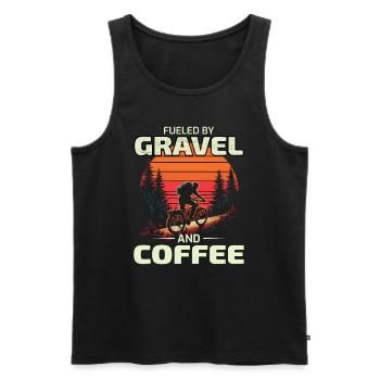 Sunset Gravel Riding: Angetrieben von Schotter und Kaffee - Männer Premium Bio Tank Top - Schwarz - Vorne - AI Model Male 178 light (178cm)
