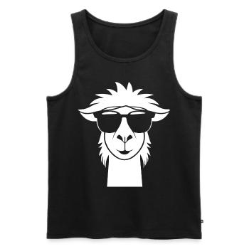 Funny Llama Wearing Sunglasses Cool Llamas - Men's Premium Organic Tank Top - black - Front - AI Model Male 178 light (178cm)