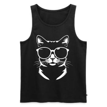 Funny Cat with Sunglasses Kitten Sunglas Cats - Men's Premium Organic Tank Top - black - Front - AI Model Male 178 light (178cm)