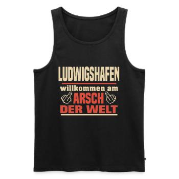 ludwigshafen - Männer Premium Bio Tank Top - Schwarz - Vorne - Michal (187cm)