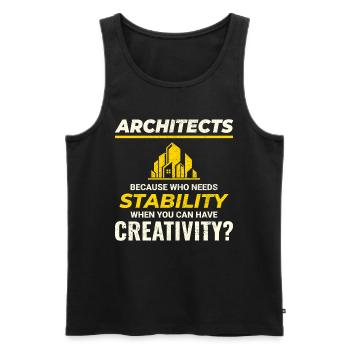 🏰 Architectes : Privilégiez la créativité à la stabilité ! - Débardeur bio Premium Homme - noir - Devant - AI Model Male 178 light (178cm)