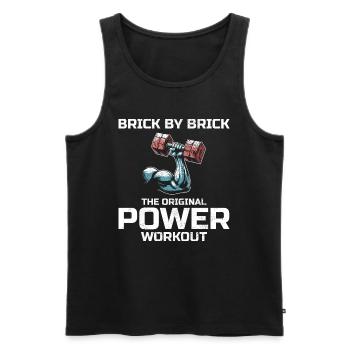 Bricklayer Bricklaying Humor Power Workout Funny - Men's Premium Organic Tank Top - black - Front - AI Model Male 178 light (178cm)