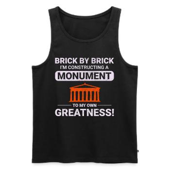 Monumental Brick Mastery: Humorous Bricklayer - Men's Premium Organic Tank Top - black - Front - AI Model Male 178 light (178cm)