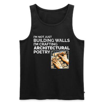 Architectural Poetry: The Art of Bricklayer Wit - Men's Premium Organic Tank Top - black - Front - AI Model Male 178 light (178cm)