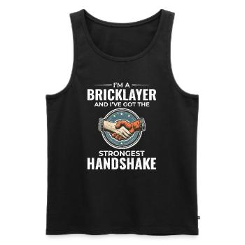 Maurerwitz: Soliden Händedruck herstellen - Männer Premium Bio Tank Top - Schwarz - Vorne - AI Model Male 178 light (178cm)
