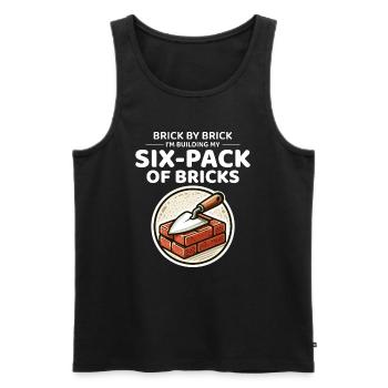 Six-Pack of Bricks: Humorous Bricklayer Fitness - Men's Premium Organic Tank Top - black - Front - AI Model Male 178 light (178cm)