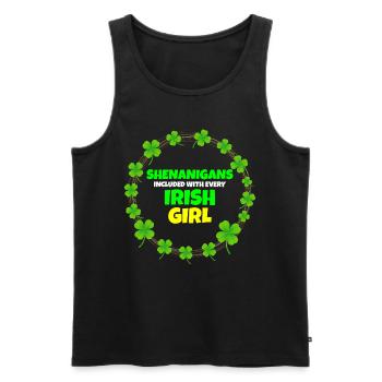 Schabernack inklusive: Irisches Mädchen St. Patrick's Day - Männer Premium Bio Tank Top - Schwarz - Vorne - AI Model Male 178 light (178cm)