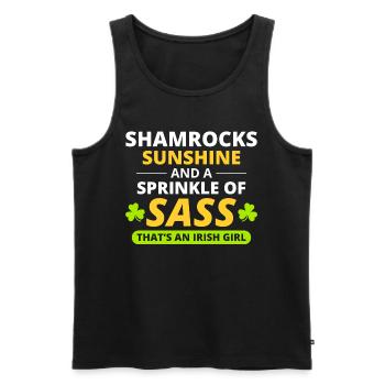 Fille irlandaise : Shamrocks, Sunshine et Sass - Débardeur bio Premium Homme - noir - Devant - AI Model Male 178 light (178cm)