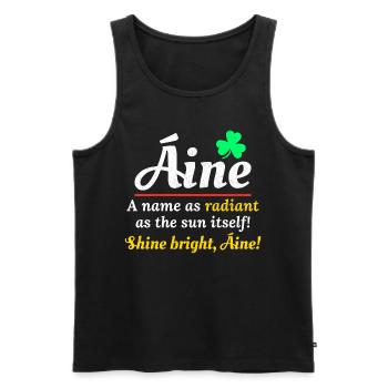 Drôle de nom de fille irlandaise : Áine - nom radieux - Débardeur bio Premium Homme - noir - Devant - Michal (187cm)