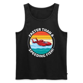 Wasserflugzeug Humor: Schneller als ein rasender Fisch - Männer Premium Bio Tank Top - Schwarz - Vorne - Michal (187cm)