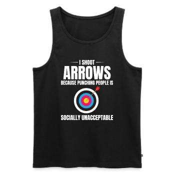 Tir à l’arc Cibles Archer Bullseye Tir Sport - Débardeur bio Premium Homme - noir - Devant - AI Model Male 178 light (178cm)